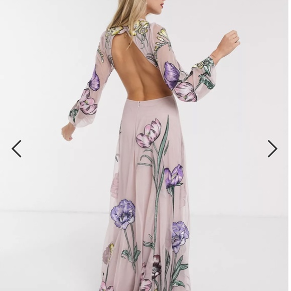 ASOS EDITION maxi dress with cut out back and oversized floral embroidery - Picture 2 of 4